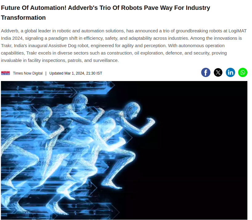 Future Of Automation! Addverb's Trio Of Robots Pave Way For Industry Transformation