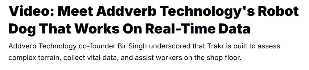 Meet Addverb quadruped robot Dog That Works On Real-Time Data