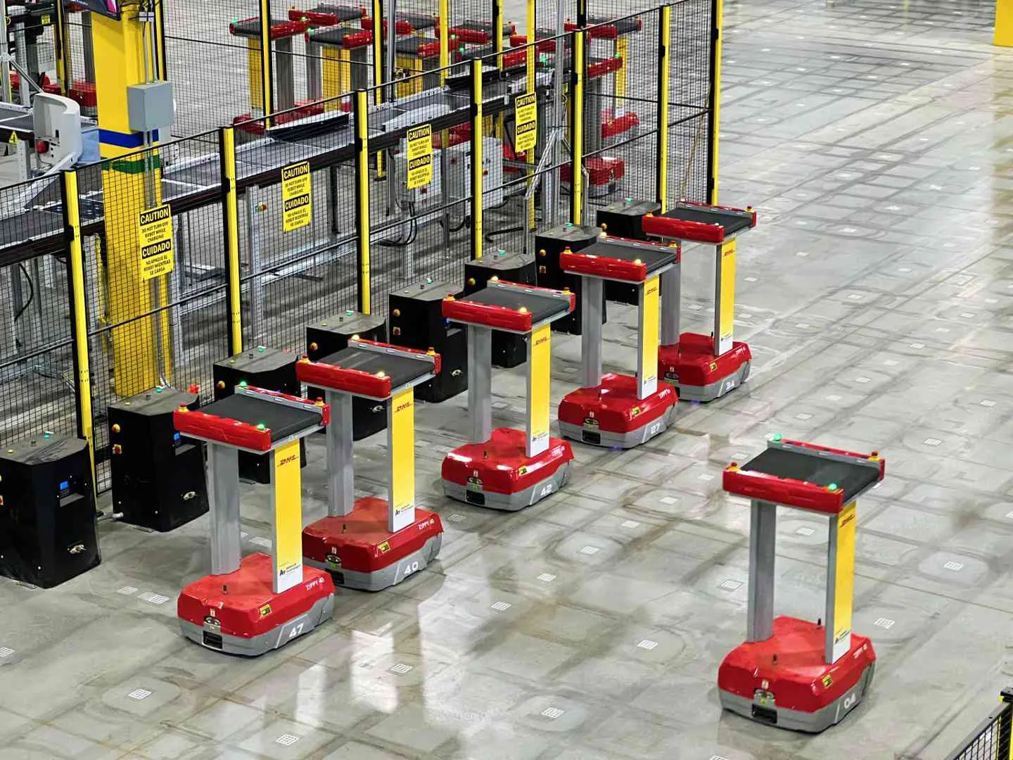 Sortation robots at the DHL Supply Chain facility