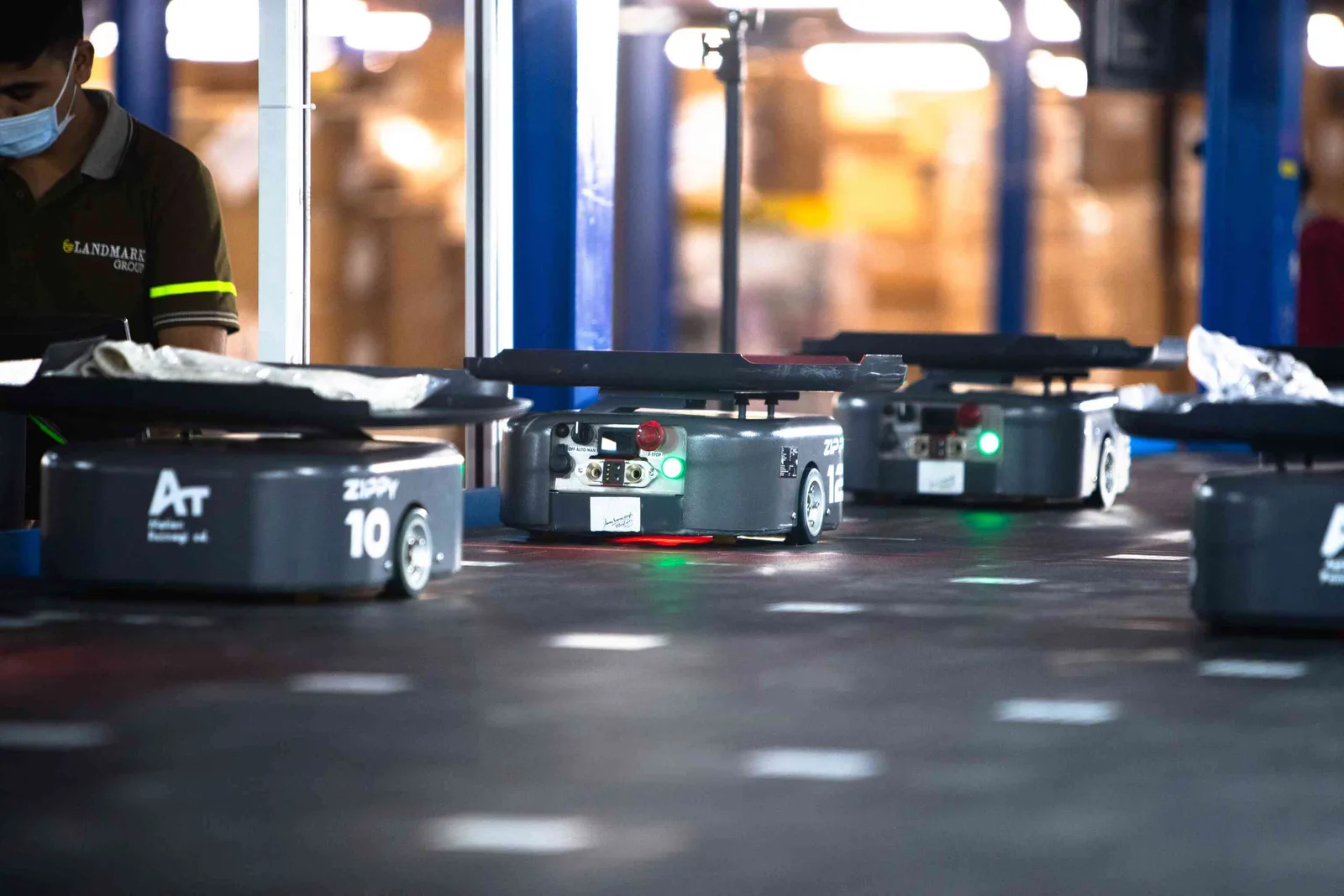 Sorting robots handling batch-picked orders at Landmark Group